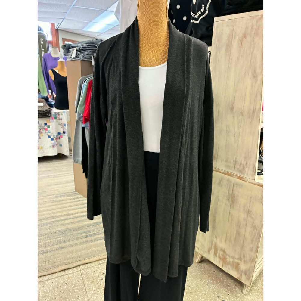 Mono B Womens Gray Open Front Draped Shawl Collar Cardigan Sweater KJ11466 L